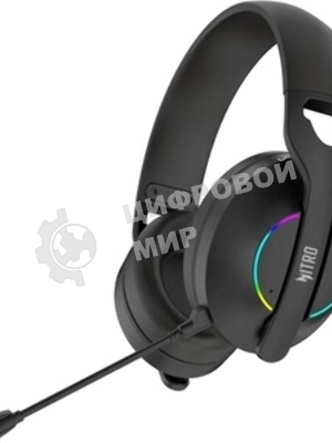 Гарнитура Acer OHR400 чёрный, беспроводная + проводная, USB/mini jack 3.5 мм, до 45 ч, подсветка