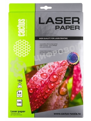 Фотобумага Cactus CS-LPA4160100 A4/160г/м2/100л./белый глянцевое для лазерной печати