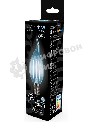 Лампа светодиодная Gauss Filament Свеча на ветру 11W 830lm 4100К Е14 LED