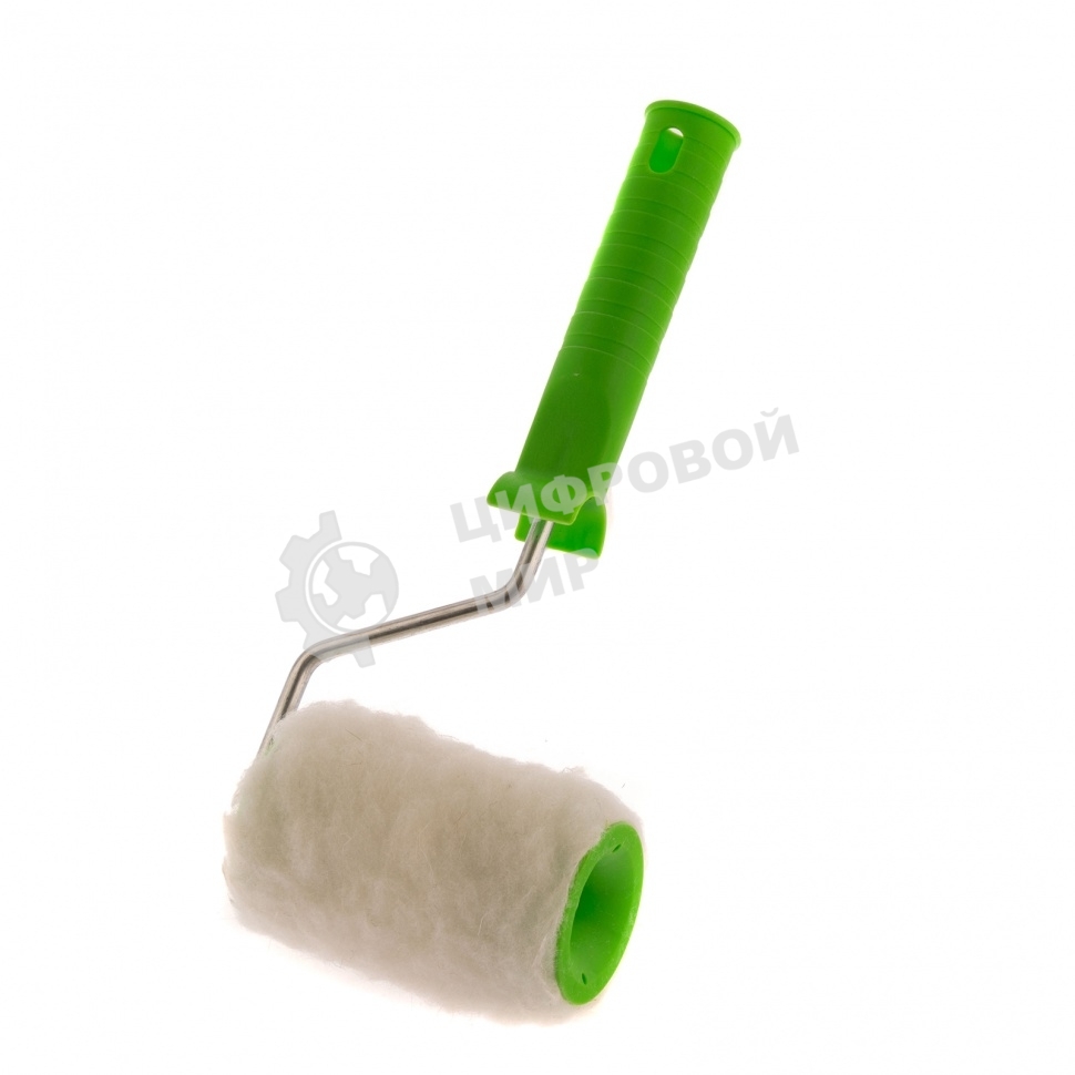 Валик Сибртех с натуральным мехом, с ручкой, 100 мм, ворс 12 мм, D 48 мм, D ручки 6 мм