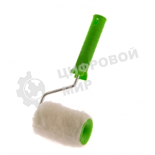 Валик Сибртех с натуральным мехом, с ручкой, 100 мм, ворс 12 мм, D 48 мм, D ручки 6 мм