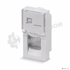 Вставка Rexant Mosaic 22,5x45, на 1 порт с прозрачной шторкой и увеличенным окном маркировки, белая