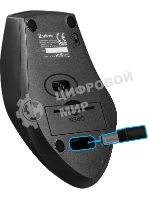 Мышь беспроводная Defender Accura MM-365 черный, 1600 dpi, радиоканал, USB, кнопки - 6