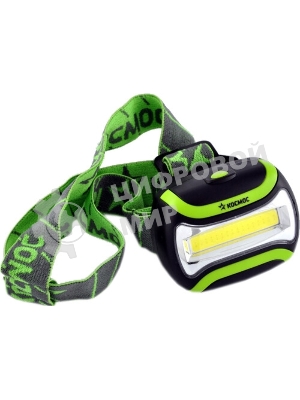 Фонарь аккумуляторный налобный Космос 3Вт LED+3Вт COB LED с коллиматорной линзой Li-ion 18650 1200 мАч корпус ABS-пластик USB-шнур type C магнит на корпусе зажим для крепления регулируемый эласт. ремешок