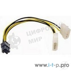Кабель Gembird Разветвитель питания, 2xMolex->PCI-E 6pin, для подкл. в/к к б/п