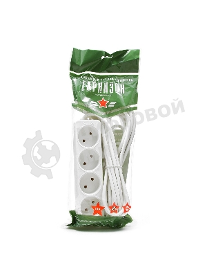 Удлинитель Гарнизон EL-NL4-W-5, 4 розетки допустимый ток 10А, длина 5 м.