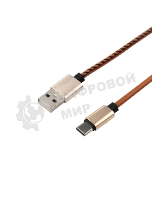 Кабель USB-Type-C Rexant 2A/leather/brown/1м