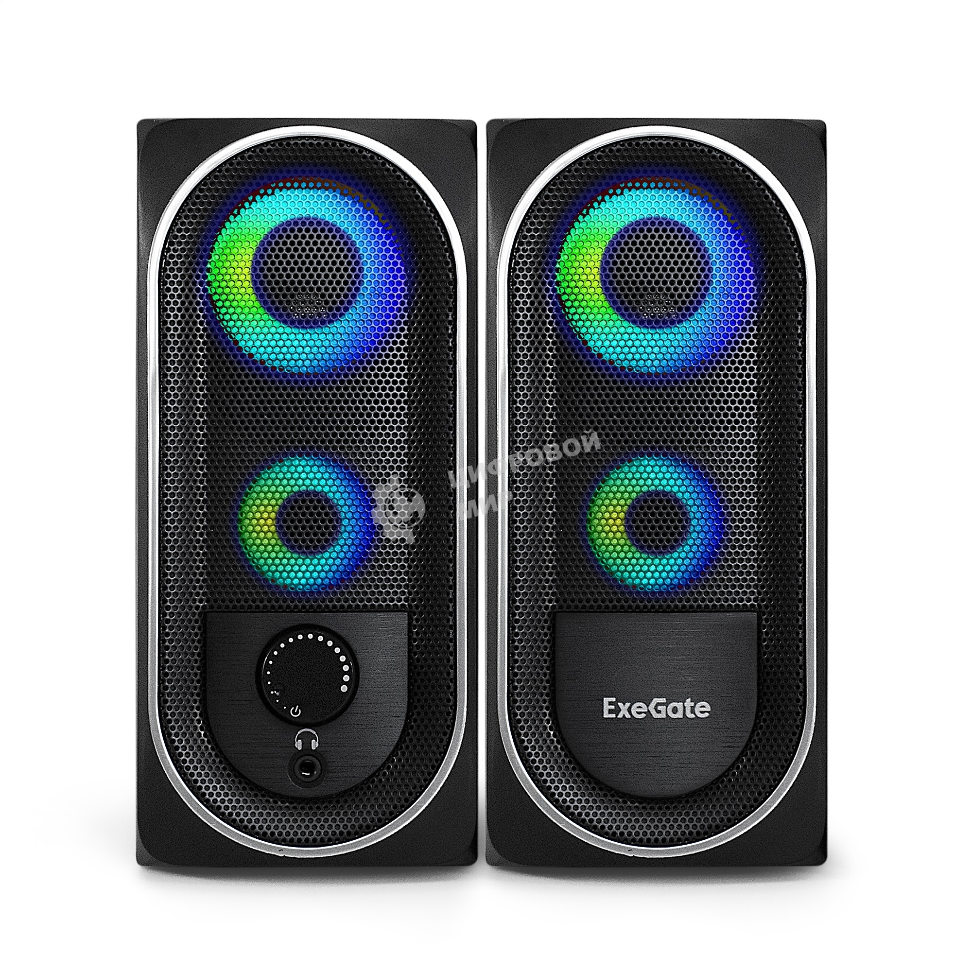 Акустическая система 2.0 ExeGate EX289686RUS Accord 220 (питание USB, 2х3Вт (6Вт RMS), 60-20000Гц, черный, RGb подсветка)