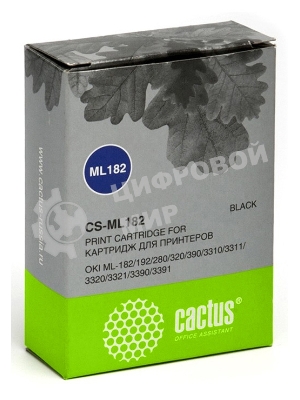 Картридж матричный Cactus CS-ML182 черный, 8мм, 1.6м, 2 400 000 знаков, для OKI ML-182/192/280/320/390