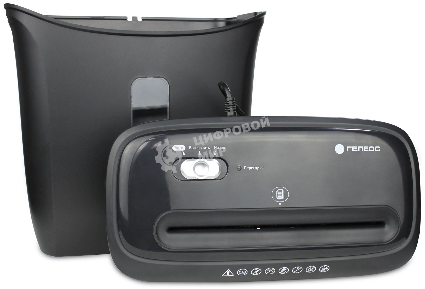 Шредер ГЕЛЕОС УД14-5, (DIN P-5), фрагмент 1,9х12мм, 5-6 лист (70г/м2), скобы, 14 литров