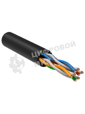 Кабель связи ITK витая пара U/UTP, cat.5e 4х2х24AWG solid, LDPE, 305м, черный