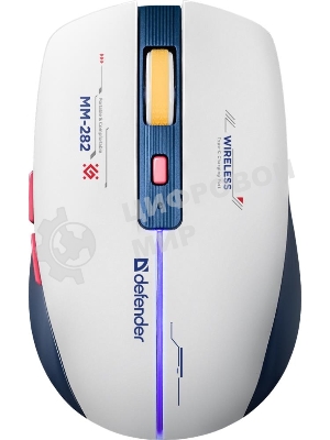Мышь беспроводная Defender Dila MM-282 белый/синий, 1800 dpi, радиоканал, USB, кнопки - 6