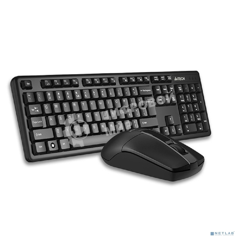 Комплект клавиатура+мышь A4Tech 3330N беспроводной, USB, 1200 DPI, чёрный