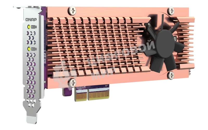 Плата расширения QNAP QM2-2P-344A 2 x M.2 22110 or 2280 PCIe (Gen3 x4) NVMe SSD slots, Low-profile flat and Full-height brackets included.