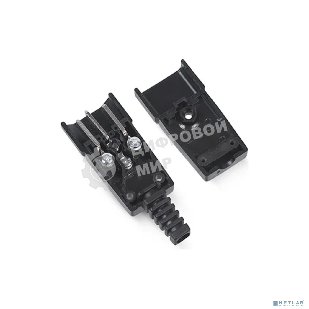 Вилка Cabeus, вилка C14, 10А, для кабеля, : черный