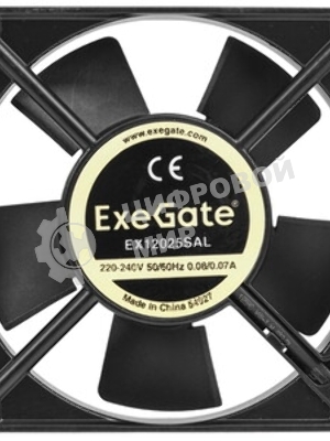 Вентилятор для корпуса ExeGate EX12025B2P черный, 120 мм, 1550 об/мин, 25 дБ, 2 pin