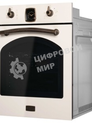 Встраиваемая электрическая духовка Korting OKB 4941 CRB, ширина 45 см, аналоговые часы в классическом стиле Frank Muller, таймера с функцией отключения, 9 режимов нагрева, объем духовки 45 л, телескопические направляющие на одном уровне, двухслойное остекление, каталитическая самоочистка, автоматическое отключение, в комплекте: 2 противня, хромированная решетка, цвет - слоновая кость; цвет ручек - бронза