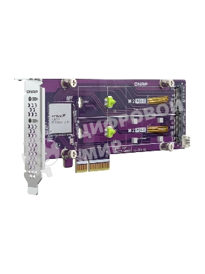 Плата расширения QNAP QM2-2P-344A 2 x M.2 22110 or 2280 PCIe (Gen3 x4) NVMe SSD slots, Low-profile flat and Full-height brackets included.