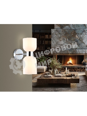 Настенный светильник Ambrella light LH56087/2 СH/FR хром/белый матовый E14*2 max 40W 215*120*300