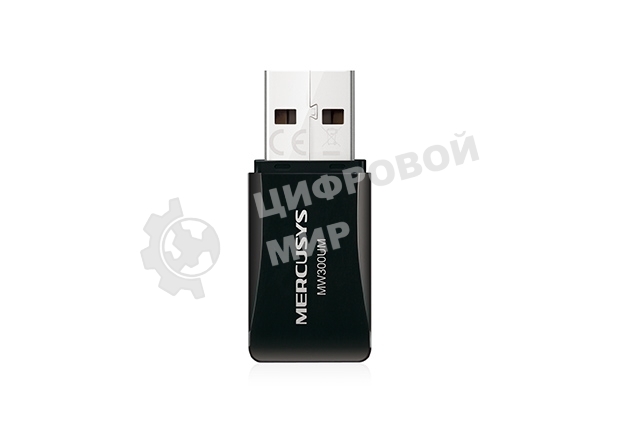 Сетевой адаптер USB2.0 адаптер Mercusys MW300UM, 300 Мбит/с, компактный