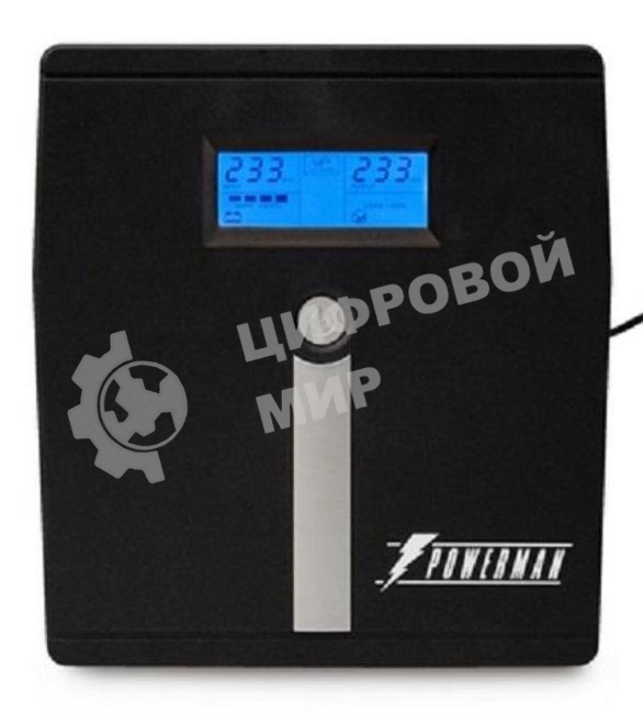 Источник бесперебойного питания PowerMan Smart Sine 1000 черный (Pure Sine Wave/LCD Display/USB/Software/RJ11/45)