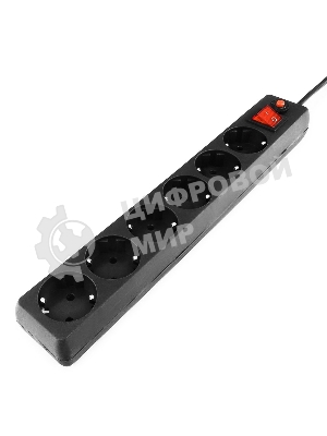 Сетевой фильтр Гарнизон 6 р, 10А, 7 м, ур.защиты 4, черный, пакет