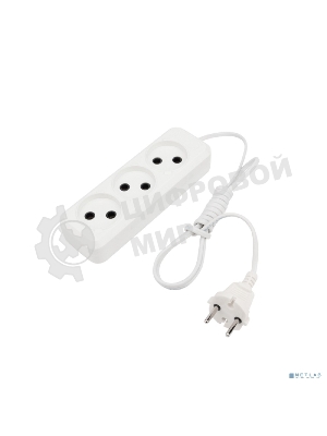 Удлинитель Rexant 3 гнезда, 1.5 м, 2х0.75 мм², б/з, белый (Сделано в России)