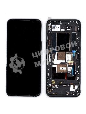 Дисплей для Asus ROG Phone 5s Pro ZS676KS черный с рамкой 90AI0091-R20020