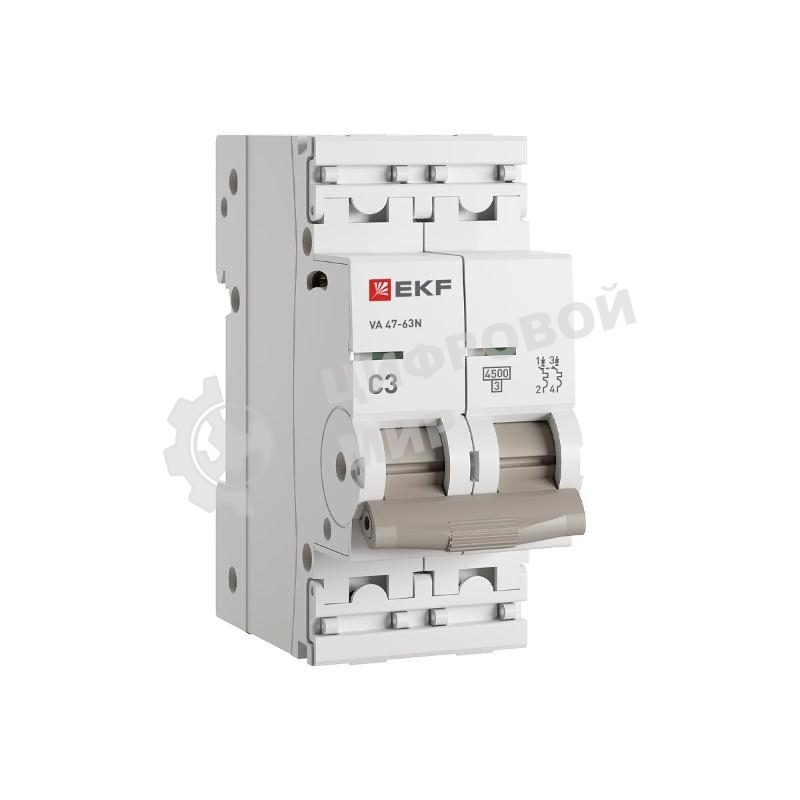 Выключатель автоматический 2п C 3А 4.5кА ВА 47-63N PROxima EKF M634203C
