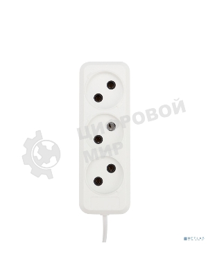 Удлинитель Rexant 3 гнезда, 10 м, 2х0.75 мм², б/з, белый (Сделано в России)
