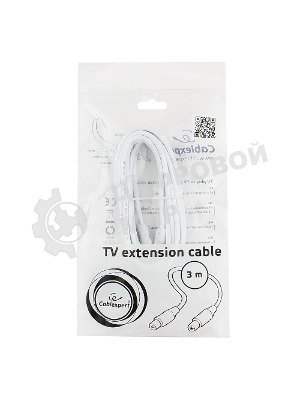 Кабель телевизионный Cablexpert CCV-515-W-3M, Coaxial M/F, белый, 3м