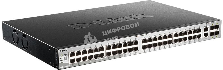 Коммутатор управляемый L3 стекируемый D-Link DGS-3130-54TS/B1A PROJ с 48 портами 10/100/1000Base-T, 2 портами 10Gbase-T и 4 портами 10Gbase-X SFP+