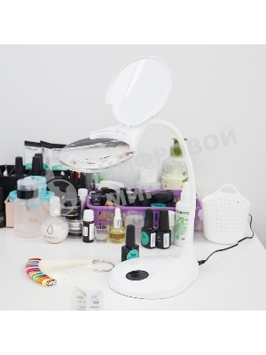 Лупа настольная 3D Rexant с подсветкой 3 LED, сенсорная регулировка яркости, EXPERT, белая