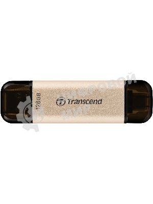 Флешка USB Transcend JETFLASH 930 (TS128GJF930), 128Gb, USB 3.2 Type-C/Type-A, R/W 420/400, золотистый/черный