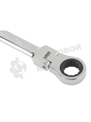 Ключ комбинированный трещоточный Matrix 17 мм, crv, шарнирный, зерк.хром