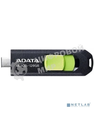 Флешка USB ADATA UC300 (ACHO-UC300-128G-RBK/GN), 128Gb, Type-C USB 3.2, R/W 100/30, черный/зеленый