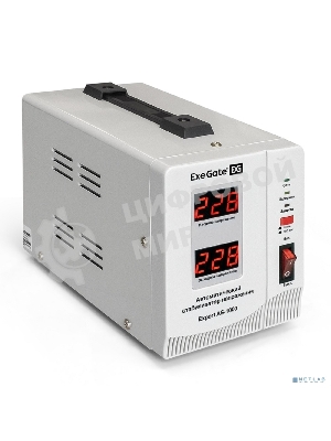 Стабилизатор напряжения ExeGate Expert AS-1000 (1000ВА, вход 140...260В, выход 220В±8%, КПД 98%, 5 уровней защиты, задержка, евророзетка, RTL)