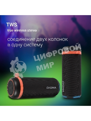 Колонка портативная Digma D-PS1521 черный 16W 2.0 BT 10м 1800mAh