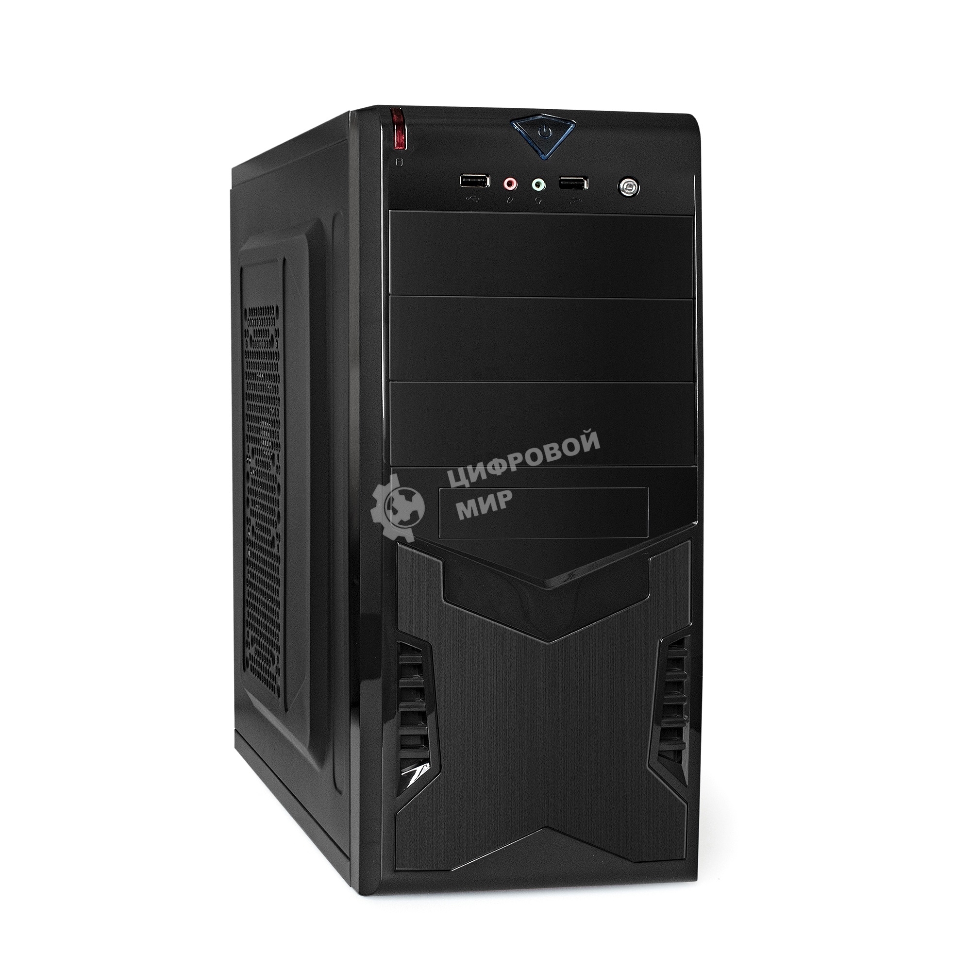 Компьютерный корпус Miditower ExeGate CP-601-UNS450 (ATX, БП UNS450 с вент. 12см, 2*USB, аудио, черный)