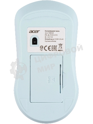 Мышь Acer OMR501 голубой оптическая 1600dpi silent беспров. USB 4but (ZL.MCE11.019)