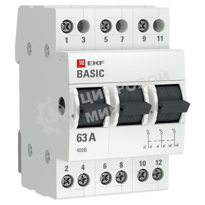 Переключатель трехпозиционный 3п 63А Basic EKF tps-3-63
