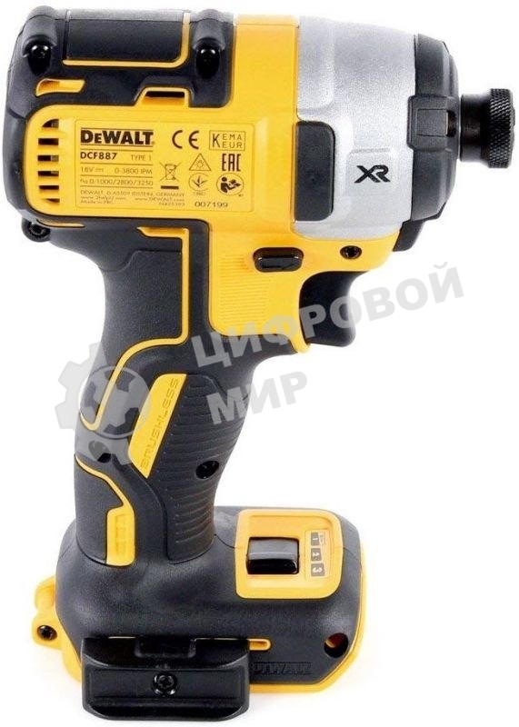 Шуруповерт DEWALT DCF887N-XJ, 18 В, 0 Ач, 205 Нм, бесщеточный, ударный