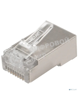 Разъем сетевой Rexant LAN на кабель, штекер 8Р8С (RJ-45), под обжим, в экране, 10шт.