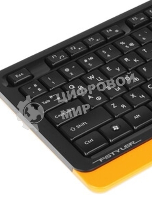 Комплект клавиатура+мышь A4Tech FStyler F1010 проводной, USB, 1600 DPI, чёрный/оранжевый