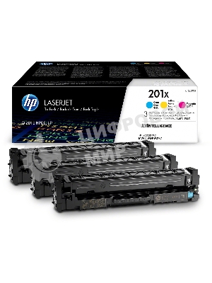 Картридж лазерный комплект HP 210X голубой/пурпурный/желтый (CF253XM) увеличенной емкости