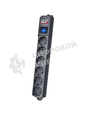 Сетевой фильтр Pilot S 6 розеток (5 евро + 1 без заземления) 10 м, графит