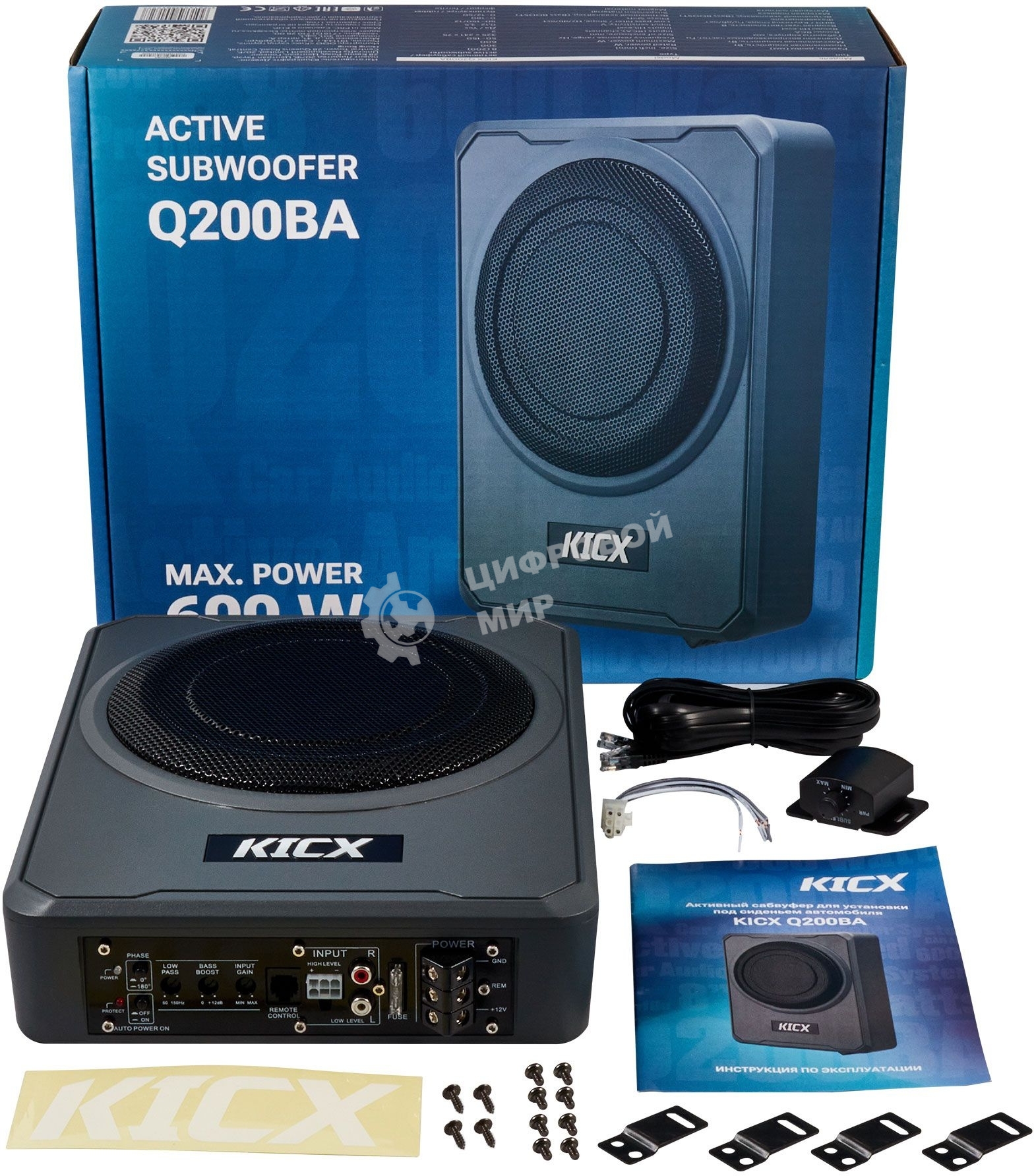 Сабвуфер автомобильный Kicx Q200BA 300Вт активный (20 см/8