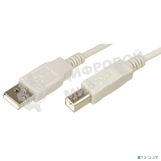 Кабель Rexant USB-А– USB-B, 2,4А, 1,8м, ПВХ, серый