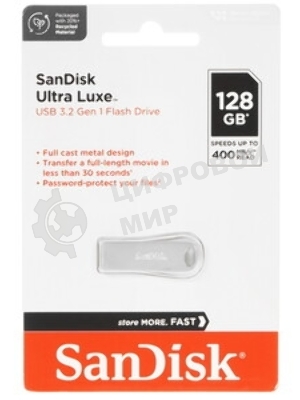 Флешка USB SanDisk Ultra Lux CZ74 (SDCZ74-128G-G46), 128Gb, USB 3.1, R/W 100/40, серебристый