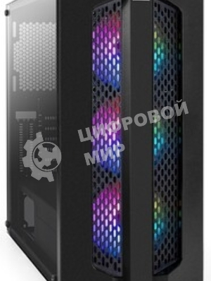 Компьютерный корпус Miditower ExeGate EVO-9205-EVO800 (ATX, БП EVO800RGb с вент. 12 см, с окном, 1хUSB+1хUSB 3.0, аудио, черный, 3 вент. 12см с RGb подсветкой)